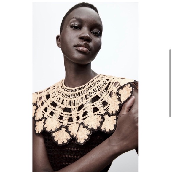 ZARA KNIT PETER PAN COLLAR DRESS - Picture 6 of 6